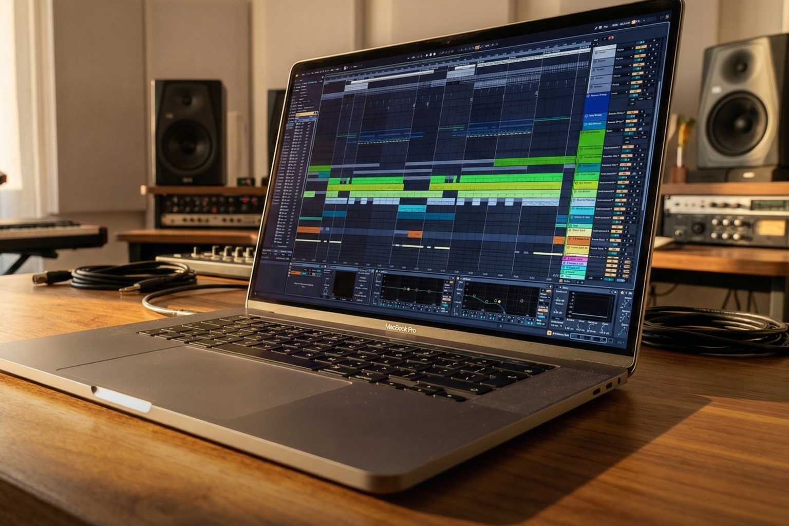 Ableton Live auf dem MacBook im Studio